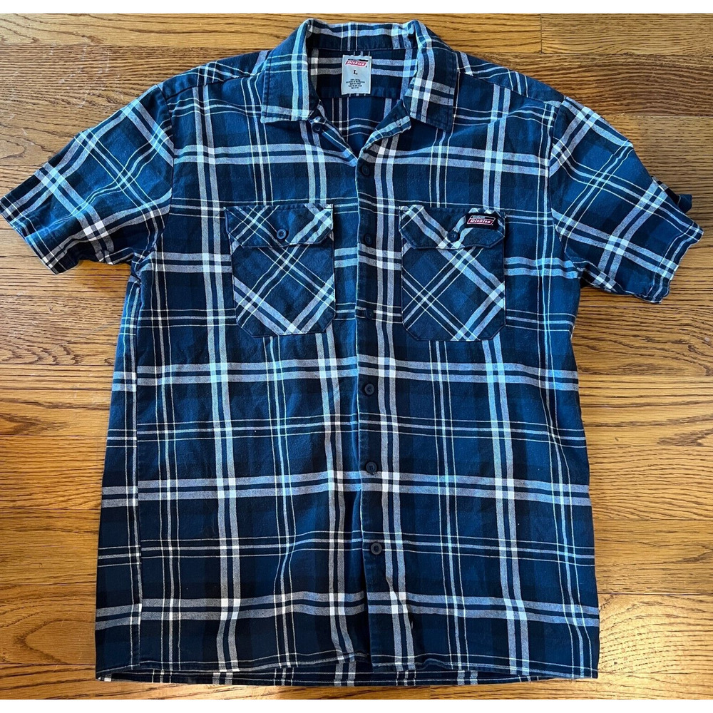 Dickies Button Up Shirt Men's Size Large Genuine Thick 2 Front Pocket